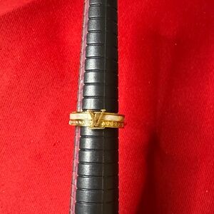 18k gold plated stainless steel with pearl Gold Designer Ring size 6